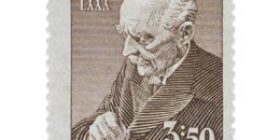 Presidentti K. J. Ståhlberg 80 vuotta harmaanvioletti postimerkki 3