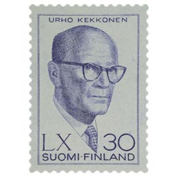 Presidentti Urho Kekkonen 60 vuotta sininen postimerkki 30 markka