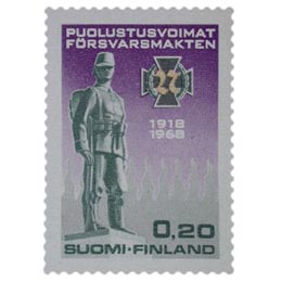 Puolustuslaitos 50 vuotta - Jääkäripatsas  postimerkki 0