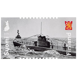 Puolustusvoimat 100 vuotta - Sukellusvene ja panssarilaiva postimerkki kotimaa ikimerkki