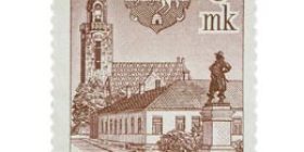 Raahe 300 vuotta punertavanruskea postimerkki 9 markka