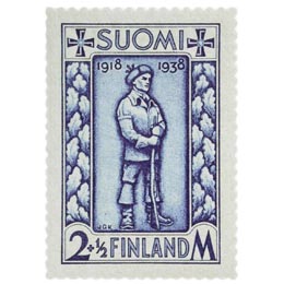 Rintamamies sininen postimerkki 2 markka