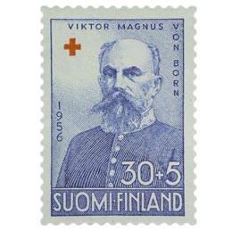Säätyvaltiopäivien puhemiehet 1906 - Vapaaherra Viktor Magnus von Born sininen postimerkki 30 markka