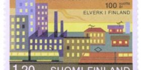 Sähkölaitostoiminta Suomessa 100 vuotta  postimerkki 1