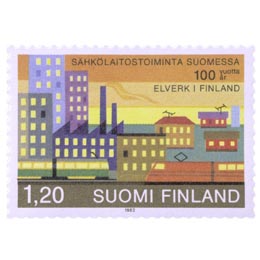 Sähkölaitostoiminta Suomessa 100 vuotta  postimerkki 1