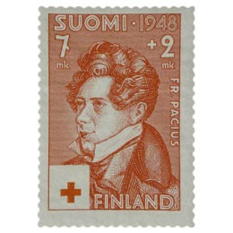 Säveltäjä Fredrik Pacius punainen postimerkki 7 markka