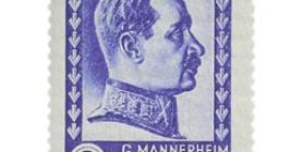 Sotamarsalkka C.G.E. Mannerheim 70 vuotta ultaramariininsininen postimerkki 2 markka