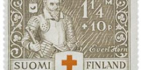 Sotapäälliköitä - Sotamarsalkka Evert Horn ruskea postimerkki 1
