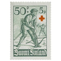 Sotilaita - Jalkajousimies tummanvihreä postimerkki 0