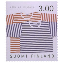 Suomalainen muotoilu - Tasaraita-paidat  postimerkki 3 markka