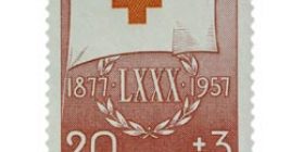 Suomen Punainen Risti 80 vuotta punainen postimerkki 20 markka