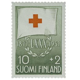 Suomen Punainen Risti 80 vuotta vihreä postimerkki 10 markka