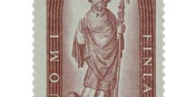 Suomen kirkko 800 vuotta ruskeanvioletti postimerkki 15 markka