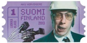 Suomen näyttelijäliitto 100 vuotta - Aku Hirviniemi  postimerkki 1 luokka