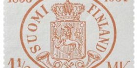 Suomen postimerkit 75 vuotta punainen postimerkki 1