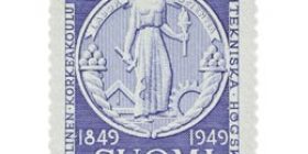 Teknillinen Korkeakoulu 100 vuotta sininen postimerkki 15 markka