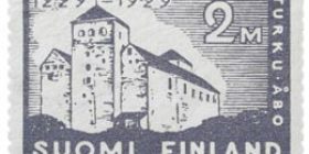 Turku 700 vuotta - Turun linna harmaansininen postimerkki 2 markka