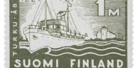 Turku 700 vuotta - s/s Bore I oliivinvihreä postimerkki 1 markka