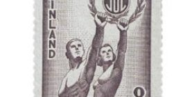 Työväen Urheiluliiton III liittojuhla harmahtavanvioletti postimerkki 8 markka