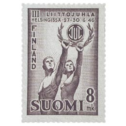 Työväen Urheiluliiton III liittojuhla harmahtavanvioletti postimerkki 8 markka