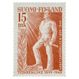 Työväenliike 50 vuotta punainen postimerkki 15 markka