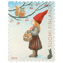 Tyttö ja orava  postimerkki kotimaa ikimerkki