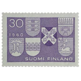 Uudet kaupungit violetti postimerkki 30 markka
