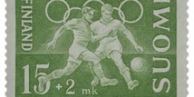 XV Olympialaiset - Jalkapallo vihreä postimerkki 15 markka
