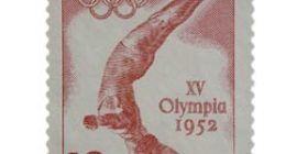 XV Olympialaiset - Uimahyppy punainen postimerkki 12 markka