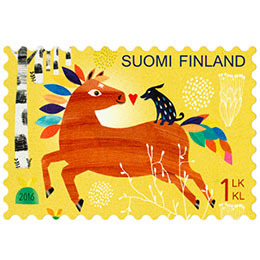 Yhdessä - Hevonen ja koira  postimerkki 1 luokka
