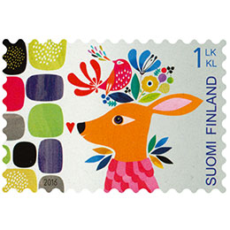 Yhdessä - Lintu ja peura postimerkki 1 luokka